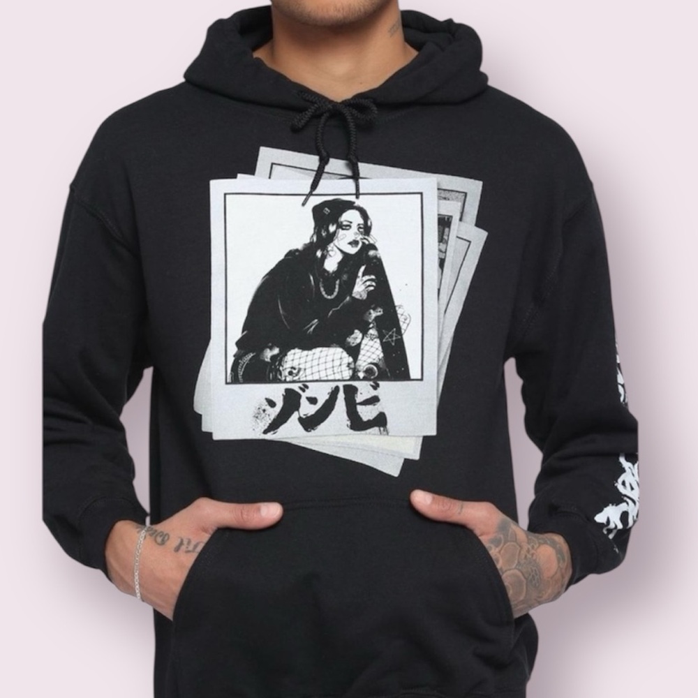 Zombie Makeout Club Instant Photo Hoodie From Hot Topic Black Size Small